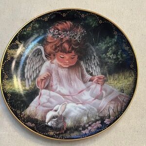 Decorative Plate with Angel and Rabbit